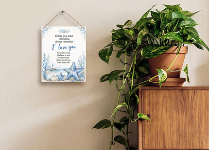FUGWN Coastal Before You Leave This Home Hanging Wooden Signs 8x10 Love