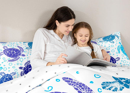 Erosebridal Sea Turtle Down Comforter Twin Size, Kids Bohemian Tortoise Comforter Set, Ocean Life Blue Sea Duvet Insert Underwater Word Bedding for Children Boys Girls Teens Bedroom