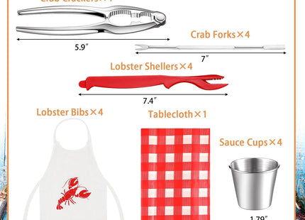 Mepase 21 Pcs Seafood Boil Crab Cracker Tool Kit, Red