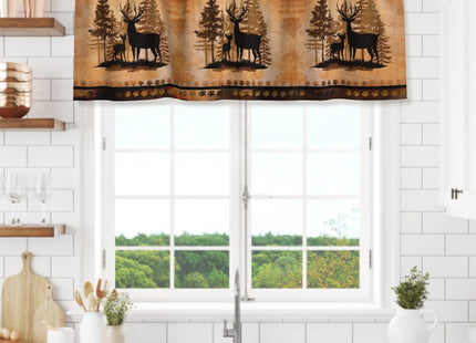 Giwawa Forest Deer Kitchen Curtain Valance Wildlife Animal Small Blackout Window Treatment Valances for Living Room Bedroom Bathroom, 54x18 Inch