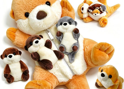 Youthfuljive 5 Pcs Sea Otter Stuffed Animals 17" Large Mommy Otter Plush Toy with 4 Babies Stuffed Otters Inside, Soft Cuddly Otter Plushies Pillow Otter Toys for Kids Birthday Christmas Ocean Party