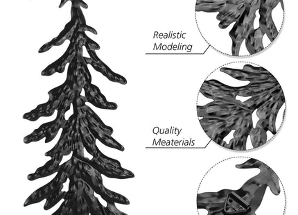 Hotop 8 Pieces Pine Tree Metal Wall Decor Set Landscape Art Sculpture Rustic for Christmas Outdoor Home Farmhouse Cabin (Black)