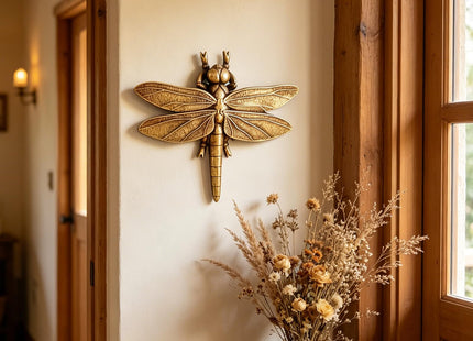 Semeid Large 3D Gold Dragonfly Wall Decor