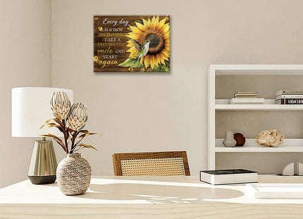 Estused Farmhouse Hummingbird Wall Art Hummingbird Sunflower Decor 16"x12"