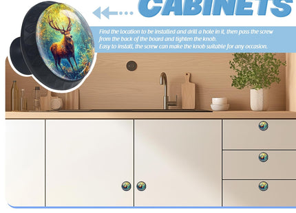 Cabinet Knobs Crystal,Deer in a Sunlit Enchanted Forest Mushroom Drawer Hardware Cabinet Pulls for Home Decor,Dressers,Kitchens Bathroom with Screw 1 Pack