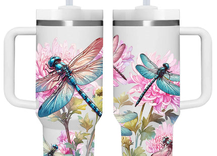 AMZUShome 40 OZ Dragonfly Tumbler with Handle.Dragonfly Lover Gifts.Unique Birthday Christmas Gifts for Dragonfly Lover.Personalized 40 OZ dragonfly Tumbler Gifts for Women Men.