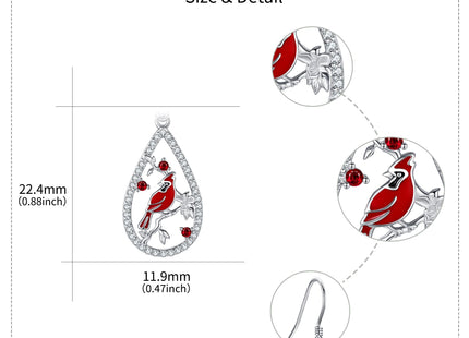 URONE Cardinal Earrings Sterling Silver Red Cardinal Dangle Earrings Cardinal Bird Jewelry Gifts for Women