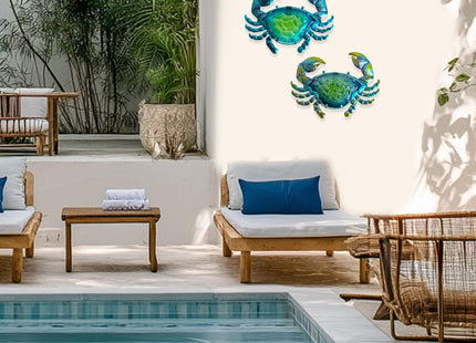 LIFFY Metal Crab Wall Art Decor Ocean Wall Hanging Coastal Wall Sculptures Beach Theme Wall Decoration for Indoor Outdoor Bathroom Bedroom Living Room Garden Pool (10inch,2 pcs)