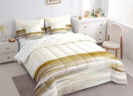 Erosebridal Abstract Beach 7 Piece Comforter Set Set Yellow Oil Twin