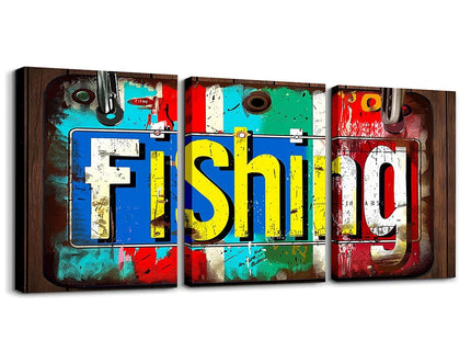 Feelyou Fishing Canvas Wall Art Set of 3 for Bedroom