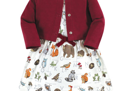 Touched by Nature baby girls Touched Nature Organic Cotton and Cardigan, Woodland Alphabet, 0-3 Months Casual Dress, Woodland Alphabet, 3 Months US