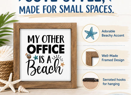 pechpell Beach Office Decor Wooden Sign Coastal Wall Art for Shelf Desk