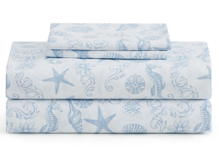 Caribbean Joe King Coastal Print Microfiber Sheet Set, Coastal Brocade