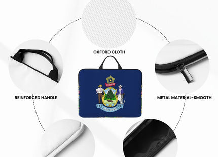 Maine State Flag Print 14in Laptop Case Sleeve Bag â€“ Portable Handle, Business Travel, Accessory Pocket for Notebook, Tablet