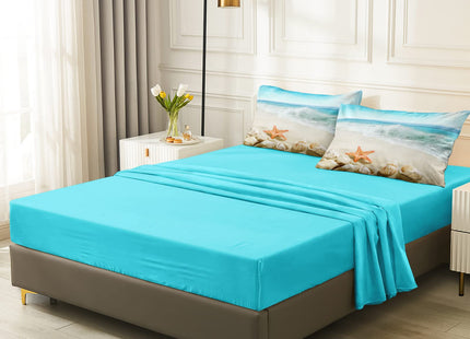 Bedbay Beach Comforter Set 8 Pcs Queen Bed in a Bag Coastal Bedding Ocean Beach Themed Bedding Set Queen Comforter with Sheets Turquoise Seaside Starfish Quilt Set (Aqua,Queen)