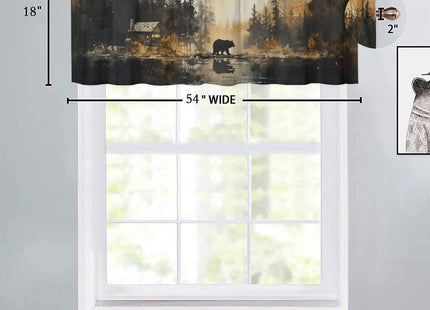 Dabuniu Rustic Cabin Blackout Window Curtain Valance Cute Bear Forest Country Farmhouse Wildlife Hunting Rod Pocket Window Valance for Living Room Bathroom Bedroom Kitchen 54 by 18 in, 1 Panel