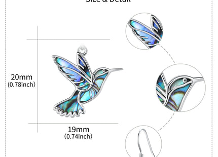 Hummingbird Earrings Abalone Shell 925 Sterling Silver Bird Earrings Dangle Hummingbird Jewelry Gifts for Women Mom Hummingbirds Lovers