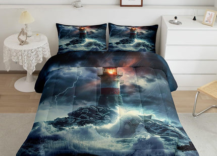 Feelyou Ocean Lighthouse Bedding Set King Size for Kids Teens