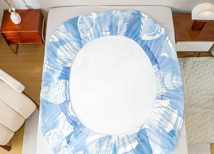 Coastal Ocean Fitted Sheet Queen Size,Boho Pattern Seashell Conch Bedding Set 3Pcs,Navy Blue Tie Dye Bed Sheet for Kids Girls Boys Adult Room Decor,Sea Beach Deep Pocket Sheet,2 Pillowcases