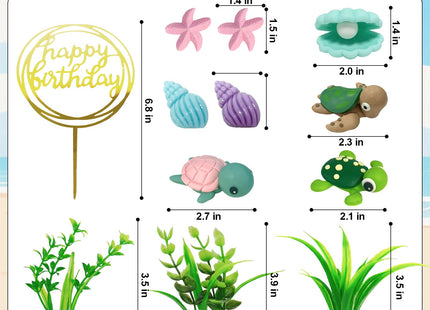 Lukinuo Turtle Cake Topper Sea Turtle Birthday Cake Decorations Under the Sea Cake Decoration with Ocean Turtle Starfish Conch and Seashells for Sea Theme Birthday Party Baby Shower Supplies