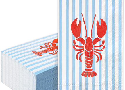 FYSUIMU 50Pcs Crawfish Striped Guest Paper Napkins, Hand Towels, Blue Red