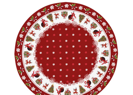 elezan Christmas Round Tablecloth 60 Inch Santa Claus Reindeer Christmas Tree Winter Snowflake Decorative Table Cloth Polyester Fabric Washable Table Cover for Holiday Family Gathering Dining Party