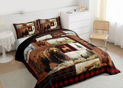Feelyou Cabin Bear Comforter Set Queen Size for Boys Girls