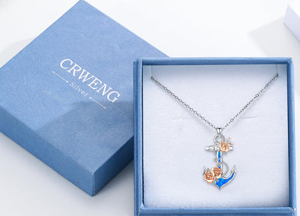 925 Sterling Silver Anchor Necklace for Women