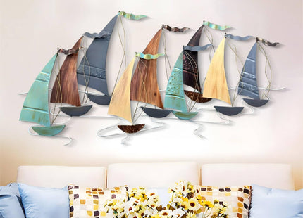 edaknez Large Metal Sailboat Wall Decor, 51" x 26" Ship Metal Wall Art