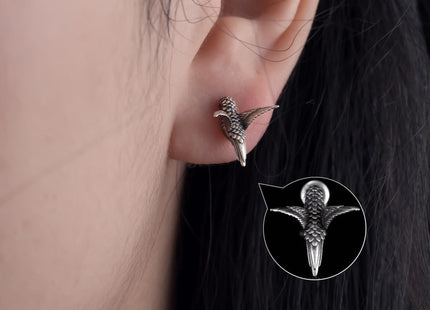 COPPERTIST.WU Hummingbird Stud Earrings 925 Sterling Silver Stud Dainty Earrings Hummingbird Jewelry Gifts for Women