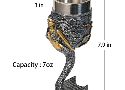 Fantasy Mermaid Octopus Wine Goblet - Sparkling Silver Tail Chalice Cup