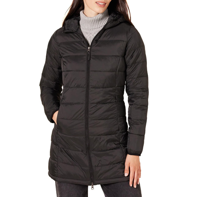 Amazon Essentials Women's Lightweight Water-Resistant Packable Puffer Coat Outerwear, -black, Large