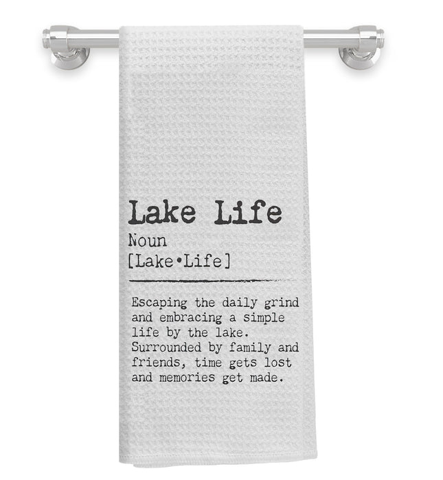 Knibeo Lake Life Kitchen Towels - Waffle Weave, 16 x 24 Inch, Lake House Decor, Gifts