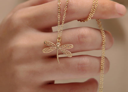 RZKING Golden Dragonfly Necklace Inspirational Gifts for Women (Dragonfly)