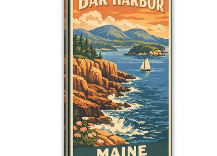 AUHUE Bar Harbor Maine Poster - Coastal Art Poster Canvas Living Room Wall Decoration Painting Office Decor Frame 16x24inch