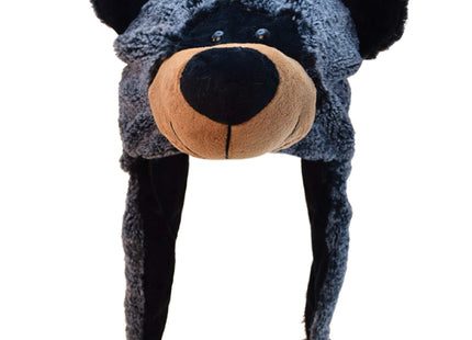 Puzzled DolliBu Black Bear Plush Hat - Stuffed Animal Beanie - One Size
