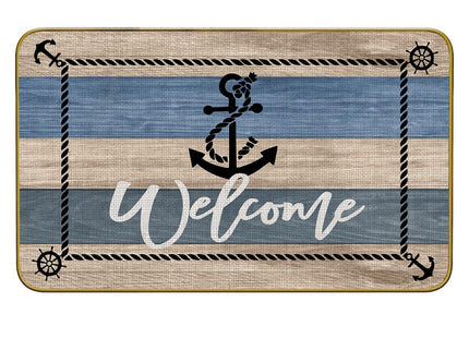 Mingnei Nautical Rug, Outdoor Welcome Mat, Blue Boat Floor Mat for Indoor/Outdoor 30 x 17