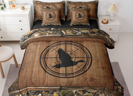 Feelyou Mallard Duck Comforter Set with Sheets 7 Piece King Size Camo Duck Bedding Set for Kids Boys Girls Cabin Farmhouse Bed in a Bag Wild Animal Room Decor Nature Wildlife Leaves