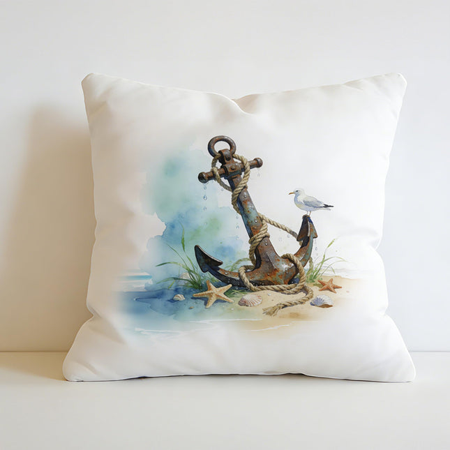 JLLBF Nautical Anchor Pillow Cover 18x18 Double-Sided, Beach House Decor, Watercolor Nautical Coastal Beach Decorative Throw Pillow Cover for Home Bedroom Couch Bed