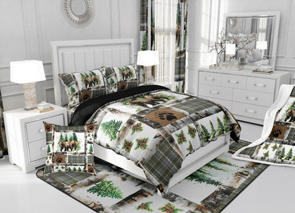 Feelyou Rustic Bear Comforter Set Queen for Kids Boys Girls Bedding Set