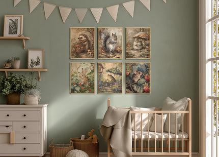 Woodland Animal Nursery Canvas Wall Art, 8x10inch Unframed