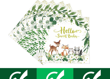 Woodland Baby Shower Party Supplies, Woodland Animal Baby Shower Decorations Include Plates, Napkins, Forks, for Animal Theme Woodland Creatures Party Decorations, Serve 24