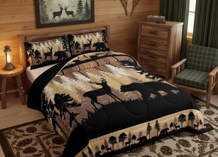 Feelyou Rustic Bear Deer Comforter Set Queen for Kids Boys Girls Bedding