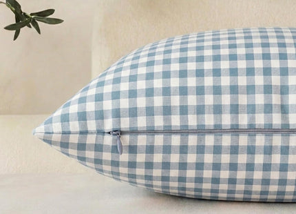 Light Blue Outdoor Gingham Throw Pillow Covers 18x18 Set of 2,Coastal Decor