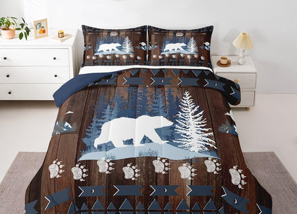 Feelyou Bear Cabin Wildlife Comforter Set Toddler Size Boys Bedding