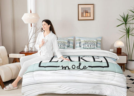 Erosebridal Lake Life Twin Comforter Set with Sheets,Sun Sketch Sunset