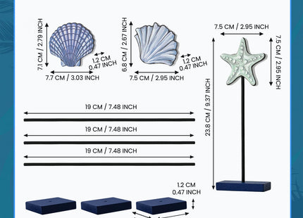 Smile 3 Pcs Wooden Decor Summer Indoor Decorations, Starfish Shell Style, Summer Table Centerpieces for Home Kitchen Seasonal Display
