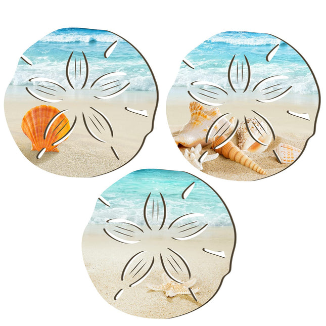 Tatuo 3 Pcs Coastal Wall Decor Art Wood Beach Ocean Bathroom Wall Decor