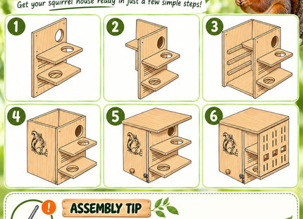 Large Squirrel House for Outside, Wooden Squirrel Nesting Box