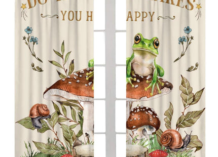 Rustic Mushroom Curtains for Bedroom,Retro White Cartoon Watercolour Nature Forest Plant Leaf Pinecone Simplicity Window Drapes Print for Kids Boys Girls Living Room Kitchen 42x45in（No Blackout）